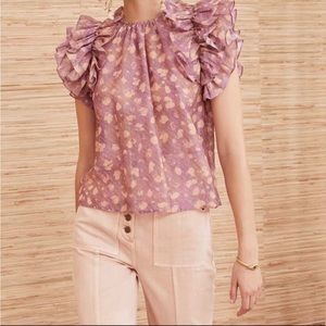 Ulla Johnson Manon Ruffle Flutter Sleeve Blouse Sz 6